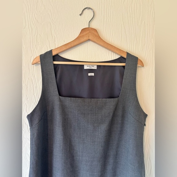 Aritzia Babaton Gray Grey Clay Prestige Sleeveless Square Neck Mini Pocket Dress - Picture 5 of 11